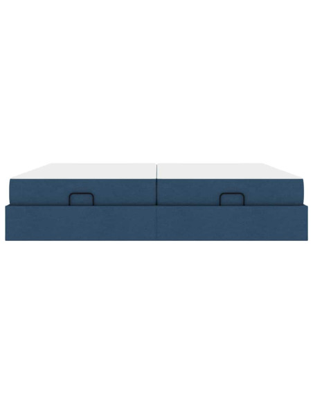 Struttura del letto Altro con archiviazione Blu 200 x 200 cm Tessuto