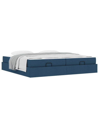 Struttura letto con materasso con materasso 2 pcs Blu Tessuto