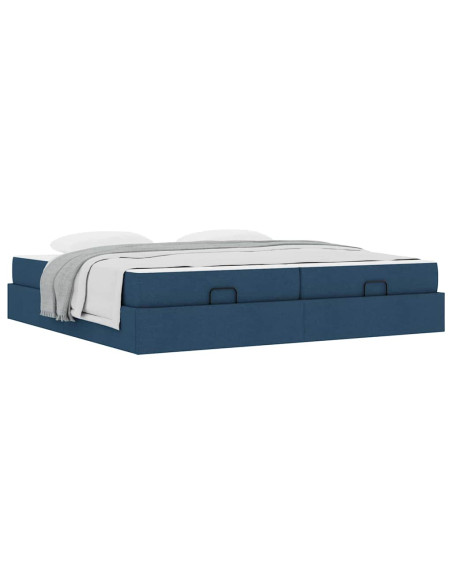 Struttura letto con materasso con materasso 2 pcs Blu Tessuto