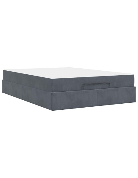 Struttura del letto Altro Grigio scuro 160 x 200 cm Velluto