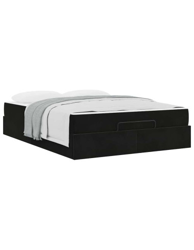 Struttura letto con materasso con materasso 2 pcs Nero Velluto