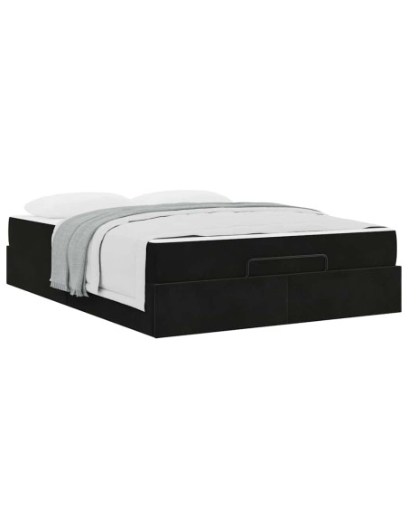 Struttura letto con materasso con materasso 2 pcs Nero Velluto