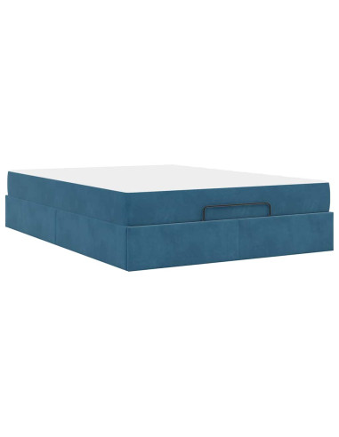 Struttura letto con materasso con materasso 2 pcs Blu Velluto
