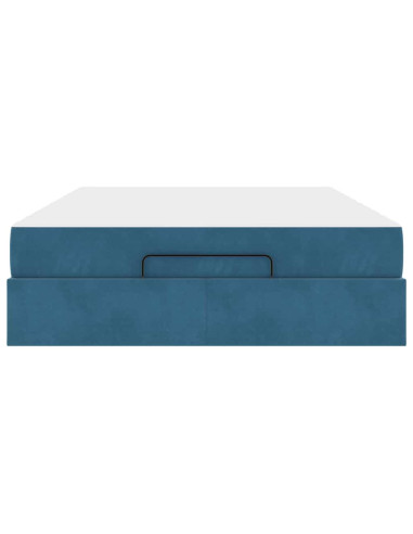 Struttura letto con materasso con materasso 2 pcs Blu Velluto