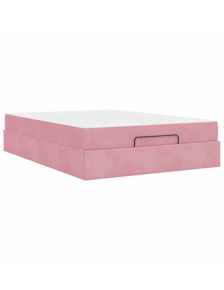 Struttura letto con materasso con materasso 2 pcs Rosa Velluto