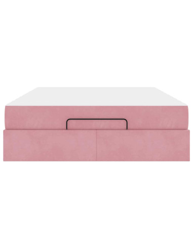 Struttura letto con materasso con materasso 2 pcs Rosa Velluto