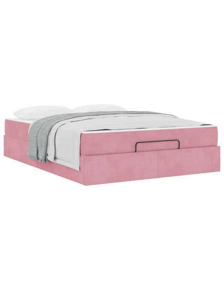 Struttura letto con materasso con materasso 2 pcs Rosa Velluto