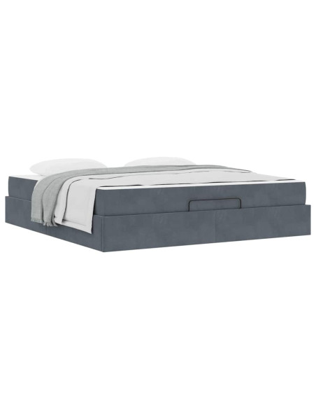 Struttura del letto Altro Grigio scuro 180 x 200 cm Velluto