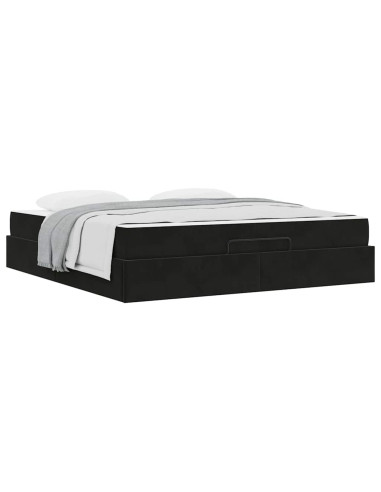 Struttura letto con materasso con materasso 2 pcs Nero Velluto