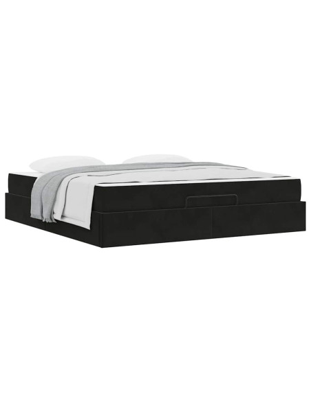 Struttura letto con materasso con materasso 2 pcs Nero Velluto