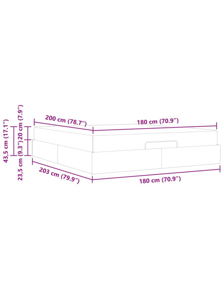 Struttura letto con materasso con materasso 2 pcs Nero Velluto