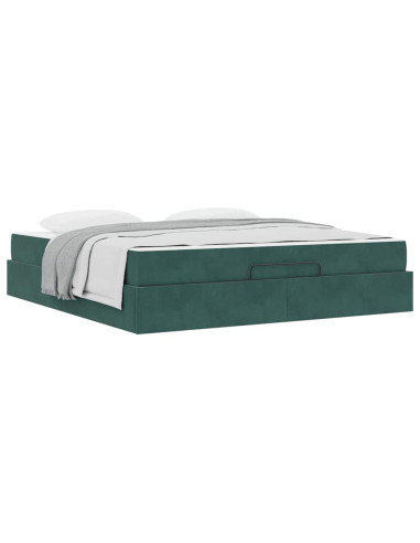 Struttura letto con materasso con materasso 2 pcs Verde Velluto