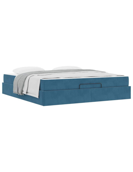 Struttura letto con materasso con materasso 2 pcs Blu Velluto