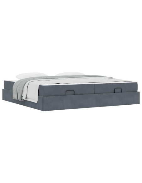Struttura del letto Altro Grigio scuro 200 x 200 cm Velluto