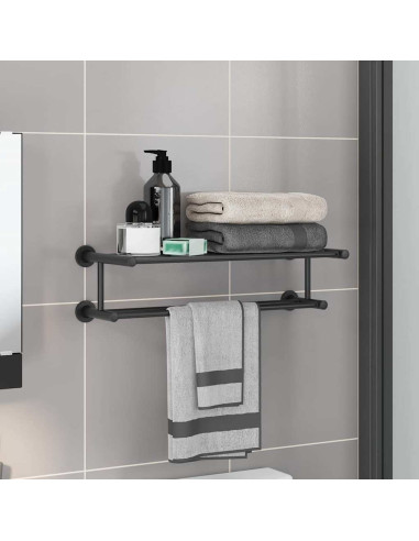 Porta asciugamani Nero 61 x 23 x 17 cm Acciaio inossidabile