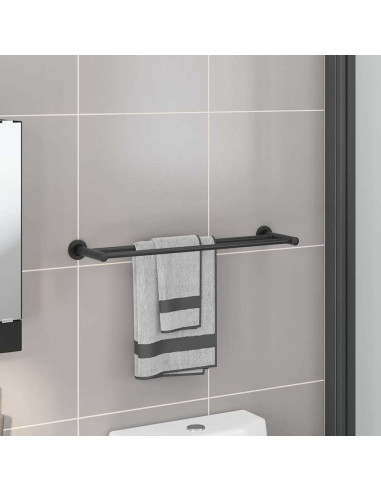 Porta asciugamani Nero 61 x 14,5 x 5 cm Acciaio inossidabile
