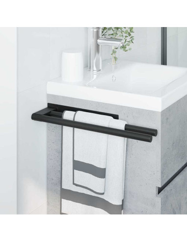 Porta asciugamani Nero 40 x 9 x 4 cm Acciaio inossidabile