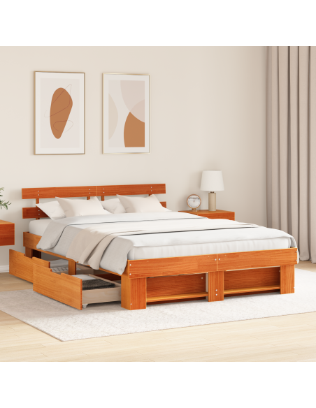 Struttura del letto Cera marrone 150 x 200 cm Legno Massello