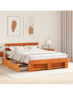 Struttura del letto Marrone cerato 140 x 200 cm Pino massello