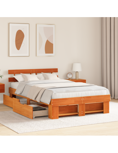 Struttura del letto Marrone cerato 135 x 190 cm Pino massello