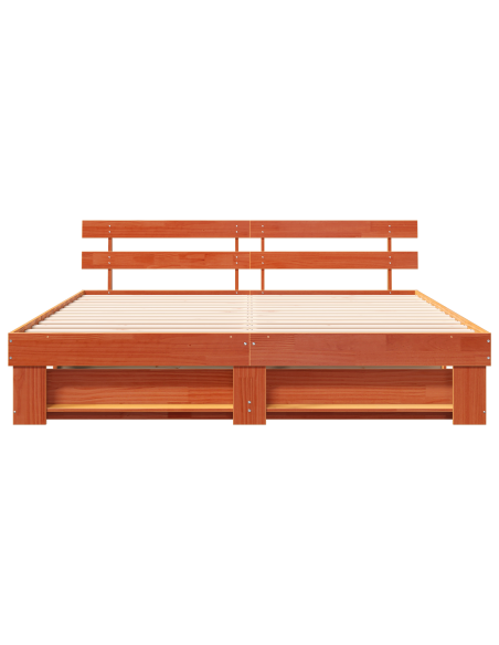 Struttura del letto Marrone 200 x 200 cm Legno di pino massello