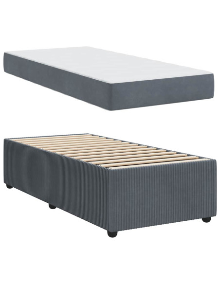 Struttura letto con materasso Grigio scuro 80 x 200 cm Velluto