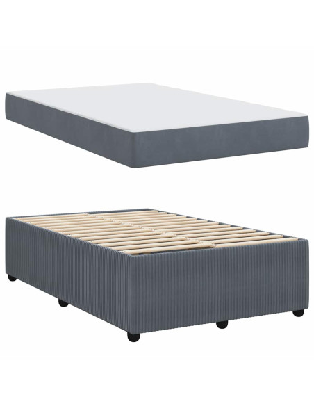 Struttura letto con materasso Grigio scuro 120 x 190 cm Velluto