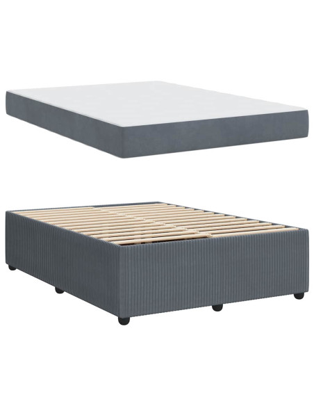 Struttura letto con materasso Grigio scuro 140 x 200 cm Velluto