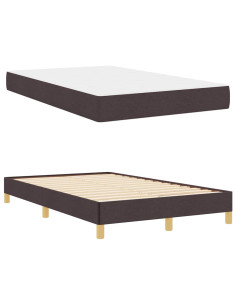 Letto a molle con materasso Marrone Scuro 120 x 200 cm Tessuto