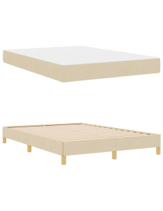 Letto a molle con materasso Crema 160 x 200 cm Tessuto