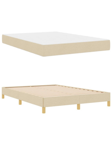 Letto a molle con materasso Crema 160 x 200 cm Tessuto