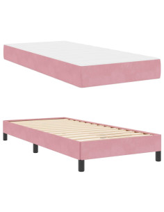 Letto a molle con materasso Rosa 80 x 200 cm Tessuto