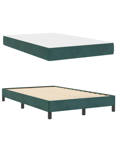 Letto a molle con materasso Verde Scuro 120 x 190 cm Tessuto
