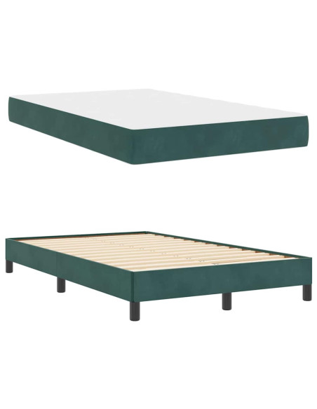 Letto a molle con materasso Verde Scuro 120 x 190 cm Tessuto