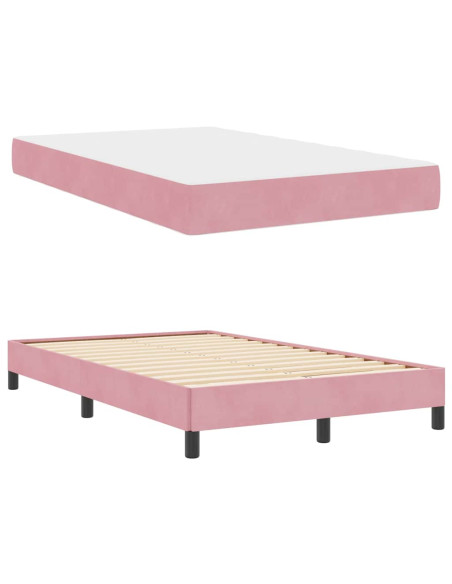 Letto box spring con materasso Rosa 120 x 190 cm Velluto