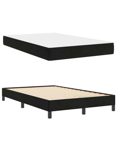 Letto box spring con materasso Nero 120 x 200 cm Velluto