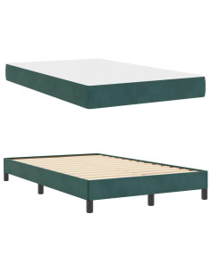 Letto a molle con materasso Verde Scuro 120 x 200 cm Tessuto