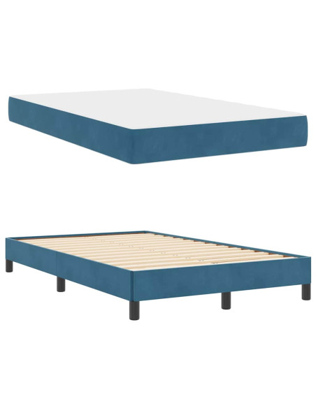 Letto box spring con materasso Blu Scuro 120 x 200 cm Velluto