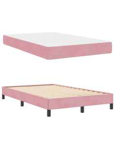Letto a molle con materasso Rosa 120 x 200 cm Tessuto
