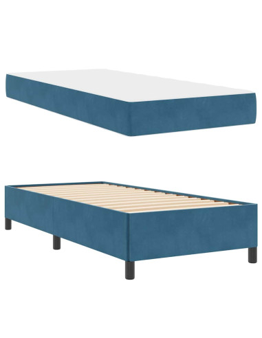Struttura del letto con materasso Blu Scuro 90 x 190 cm Tessuto
