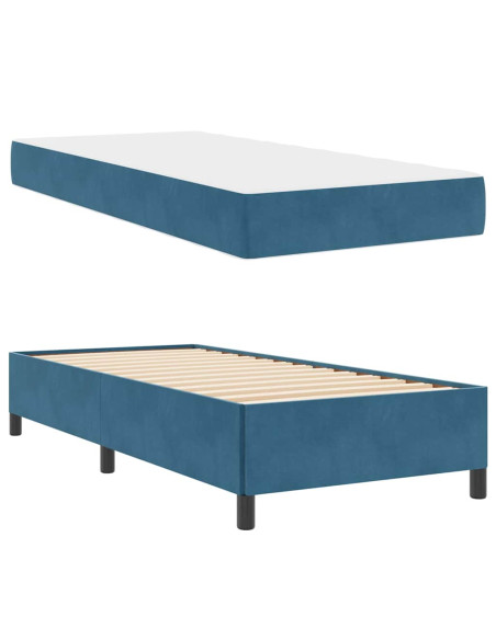 Struttura del letto con materasso Blu Scuro 90 x 190 cm Tessuto