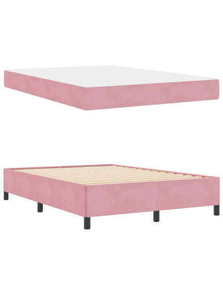 Struttura del letto Altro Rosa e bianco 160 x 200 cm Velluto