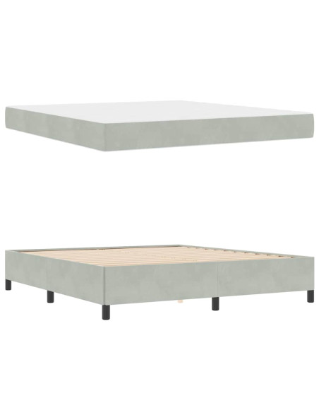 Struttura del letto Bianco e Grigio chiaro 180 x 200 cm Velluto
