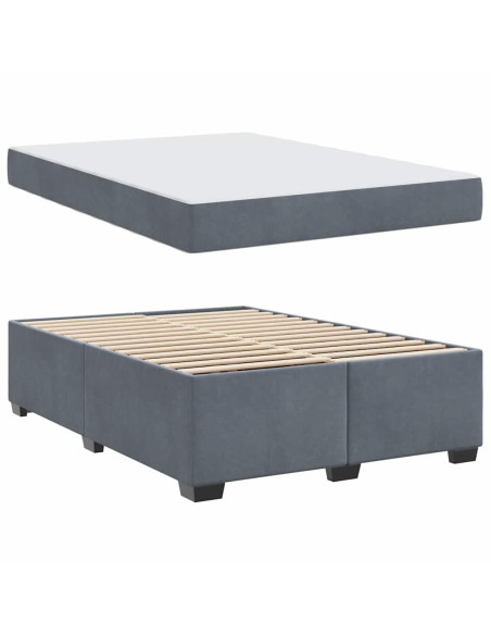 Struttura letto con materasso Grigio scuro 140 x 200 cm Velluto
