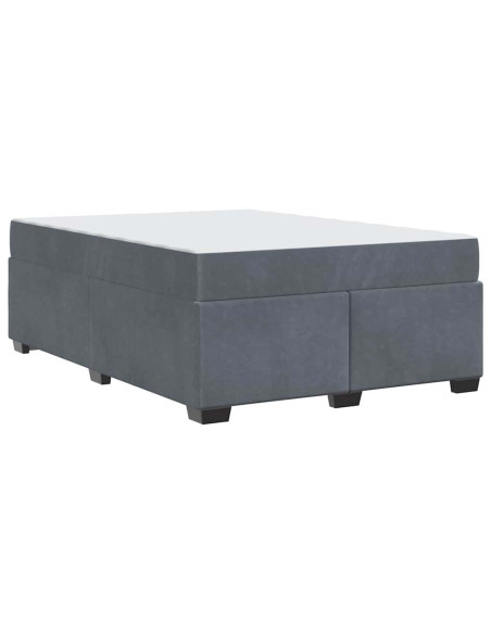 Struttura letto con materasso Grigio scuro 160 x 200 cm Velluto
