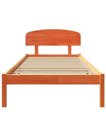 Struttura letto con testata Marrone cerato 90x200 cm Legno massello di pino