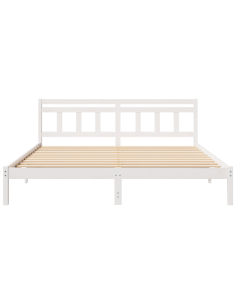 Struttura del letto con testiera Bianco Legno di pino massello