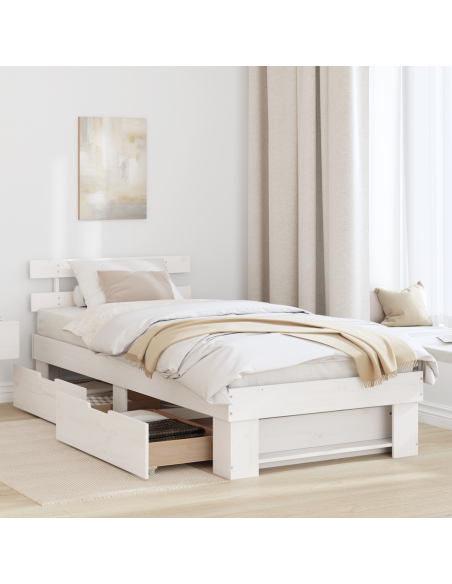 Struttura del letto Bianco 90 x 190 cm Pino massello