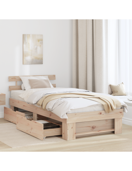 Struttura del letto Naturale 75 x 190 cm Pino massello