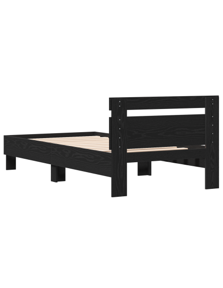 Struttura letto – Rovere nero, 90x190 cm, realizzata in legno compresso.